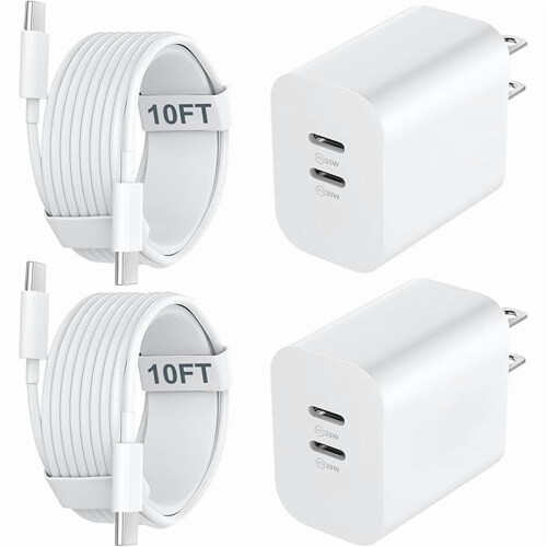 ZC iPhone17/16/15 Γρήγορος φορτιστής 20W USB-C Block + καλώδιο 10 ποδιών, συμβατό με iPhone17Pro Max/Pro/17,