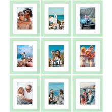 Picture Frames Set of 9 Light Green Engineered Wood 8x10