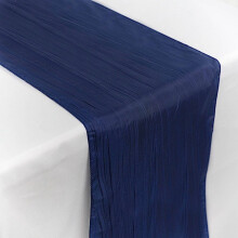 Chemin de table BalsaCircle 12" x 108" bleu marine en taffetas froissé accordéon, linge de table pour fêtes et événements