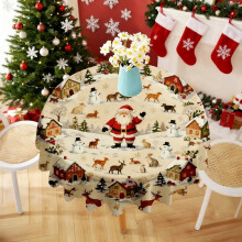 Nappe de fête, nappe à motif Père Noël, décoration de table saisonnière pour les fêtes à la maison