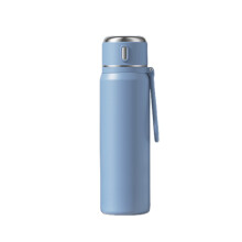 Bouteille isotherme en acier inoxydable, 550 ml, avec tasse intégrée pour café, boissons chaudes et froides.