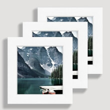 4x4 White Picture Frames set of 3, Made of Wooden and Real Glass Small Square frame - Display on Table Desk Top or Wall Hanging