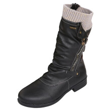 Botas de mujer estilo vintage de invierno con cremallera, media pantorrilla, cordones y sin cordones, estilo retro, para mujer, talla 7 (39)