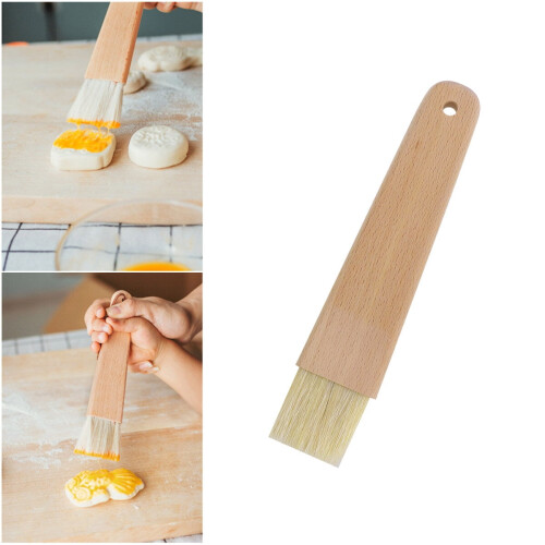 Pincel de confeitaria NIYANGLE com cerdas de javali para pincelar uniformemente massas com manteiga e ovo, marrom claro, 30 cm (12 polegadas).