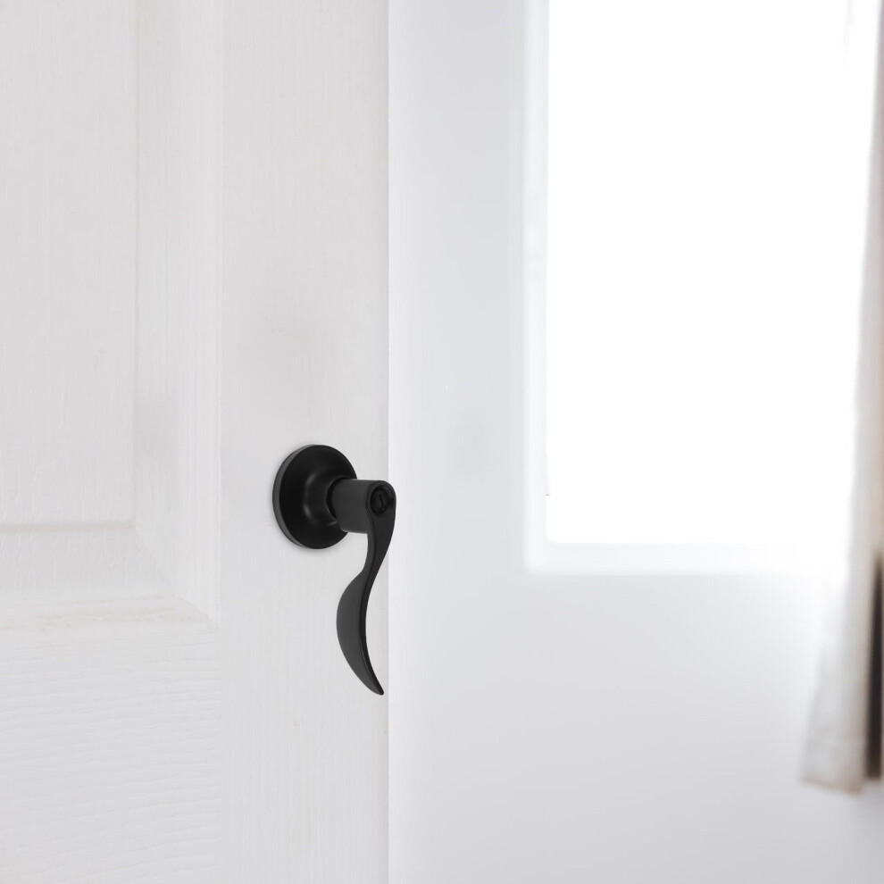 Ounona Interior Door Lever Matte Black With Lock Silent Privacy Handle For Bedroom Bathroom 9329345066078