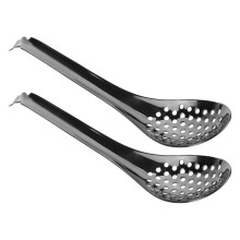 2 cucharas pequeñas ranuradas de acero inoxidable para servir, cucharas perforadas, utensilios de cocina