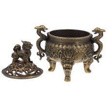 Kupferner Räuchergefäß mit Deckel, 6 cm, dreibeinig