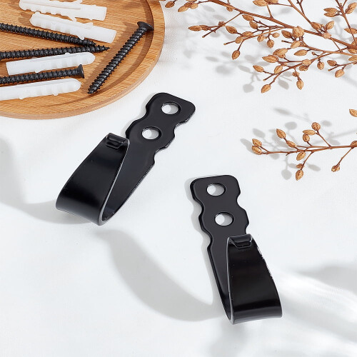 Iron Wall-Mounted Hook Hangers, Black, 2 Pack