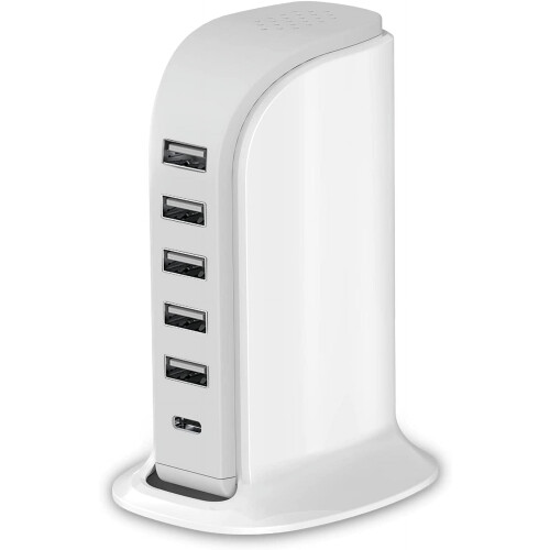 Σταθμός φόρτισης USB 40W5 θυρών με έξυπνο ολοκληρωμένο κύκλωμα, τύπου C3A, συμβατός με