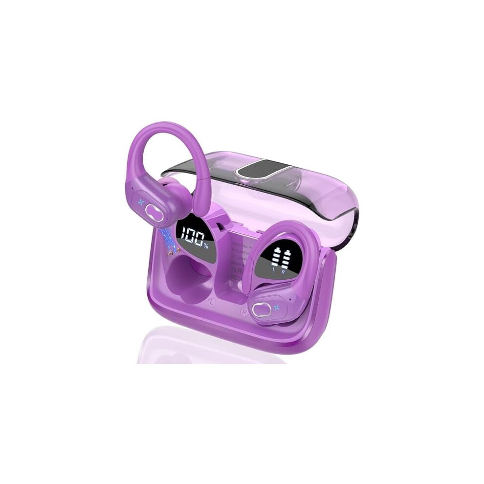 Wireless Earbuds 75Hrs Playtime, Bluetooth 5.4, Ipx7 Waterproof, Enc Mic, Deep Bass, Sport Earhooks Â Purple 9329345068867