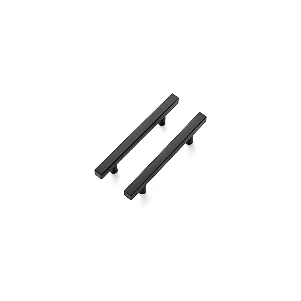 20 Pack 6'' Square Cabinet Pulls Matte Black Stainless Steel Kitchen Drawer Pulls Cabinet Handles 6ÂLength, 3-3/4Â Hole Center 9329345068553