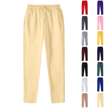 Até 60% de desconto em calças de moletom femininas e masculinas com cordão na cintura, cores sólidas e estilo casual.