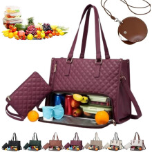 Packuumbagsco3in1Tote Bag Packuum Gewatteerde Lunchrugzak met Lunchvak & Laptopvak Reis Modern (Rood)