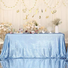 50" x 80" Rechthoekig tafelkleed met pailletten in babyblauw, geschikt voor feestjes, diners, banketten, festivals, bruiloften, jubilea,