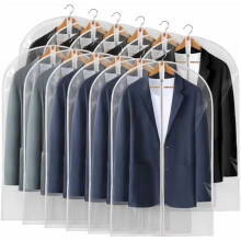 Housses transparentes 40" (paquet de 12), imperméables et zippées, pour manteaux, vestes et chemises – Compatibles avec les barres de suspension