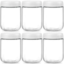 Set van 6 glazen overnight oats-bakjes van 473 ml met luchtdichte deksels, salade- en snackpotten met brede opening – compatibel met standaard