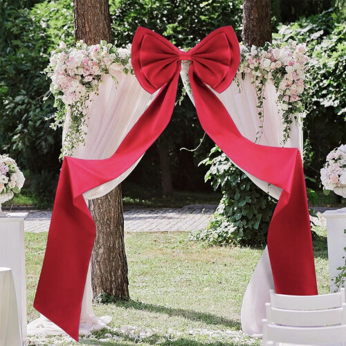 Large Red Satin Bow Decoration 75 x 18 in