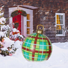 Grote, glanzende, opblaasbare kerstballen van 60 cm, versierd voor buiten, perfect voor op de veranda, het gazon of in de tuin.
