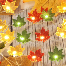 Thanksgiving String Lights, 10ft 30LED Maple Leaf Fairy Lights, Battery Operated, for Harvest, Porch, Garlands, Centerpiece – Compatible with