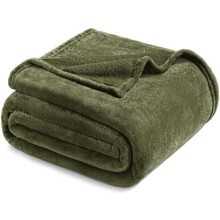 Fleece Blanket Twin Size for Bed, Super Soft and Warm, All Season Use, Cozy, Plush, Lightweight, 90x66 Inches, Olive Green