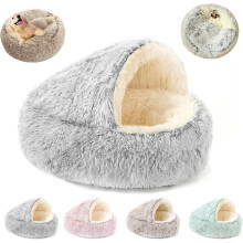 Olvys Cozy Cocoon kisállatágy – plüss kapucnis kutya- és macskafekhely,