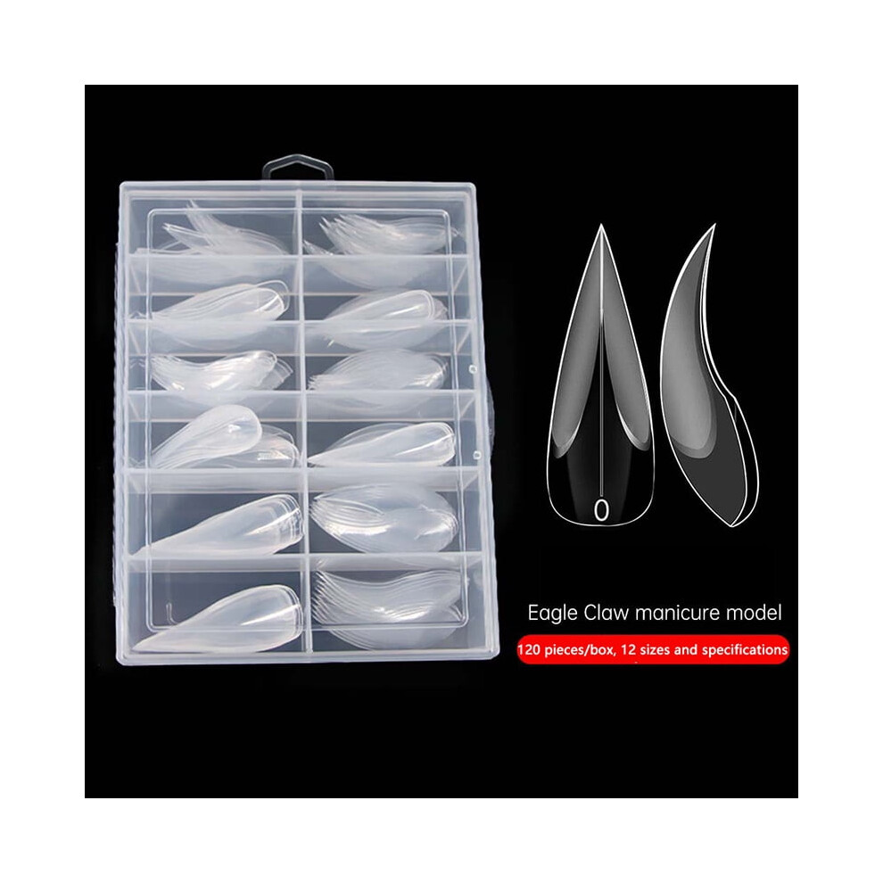 120Pcs Curved Stiletto Nail 3D Eagle Claw Sculptural Nails Molds Quick Building Full Cover Nail Molds Nail Extension Forms