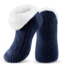 Chaussettes-chaussons pour hommes doublées en polaire avec semelles antidérapantes – Chaussettes d'intérieur chaudes et confortables pour sols