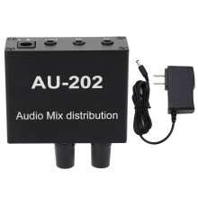 Stereo Audio Mixer2In2Out Low Noise Aluminum Alloy Plug And Play Easy Operation3.5mm Interface Rugged Construction Good Compatibility