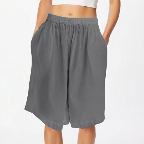 Shorts femininos lisos e folgados