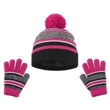 Conjunto de gorro e luvas de inverno infantil Mikilon, em tricô grosso e quentinho, para meninos e meninas.