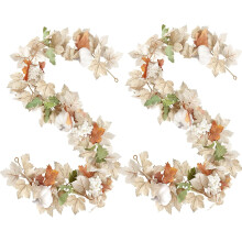 2-Pack 12ft Autumn Maple Leaf Pumpkin Garland
