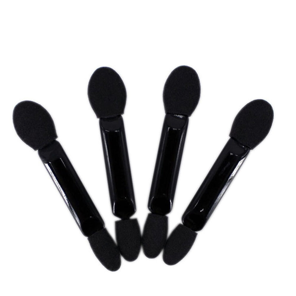 Black Hemoton 10Pcs Disposable Dual Sided Eyeshadow Brush Sponge Tipped Oval Makeup Applicator (Black)
