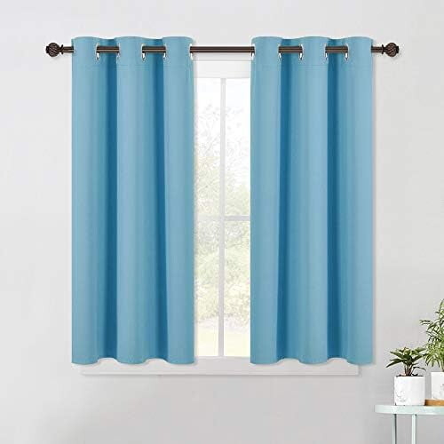 Blackout Curtains with Silver Grommets, Teal Blue, 34x60