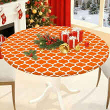 Round Elastic Tablecloth 45-56 in, Vinyl with Flannel Back