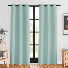 Aqua Blue Blackout Curtains 34" W x 60" L, 2 Panels,