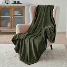 GentleSoft Fleece Throw XL Blanket Olive Green - 300GSM Soft Lightweight Plush Cozy Blankets for Bed, Sofa, Couch, Travel, Camping, 50x70 inches