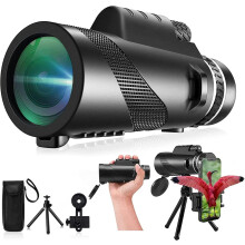 80x100 HD Monocular Telescope with Smartphone Adapter – for Hunting, Bird Watching, Travel, Camping, Hiking – Black, compatible with smartphones