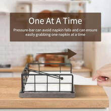 Wooden Napkin Holder with Weighted Arm, Gray