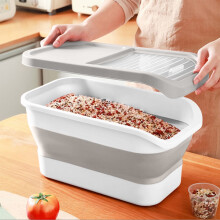 Dog Food Storage, Airtight Container with Hinged Lid and Wheels, Large Capacity Foldable Box for Pet Food, Organizer for Kitchen and Pantry