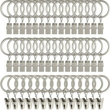 44-Pack Matte Silver Curtain Clip Rings (1" ID), Fits Rods up to 5/8", for Drapes & Bows
