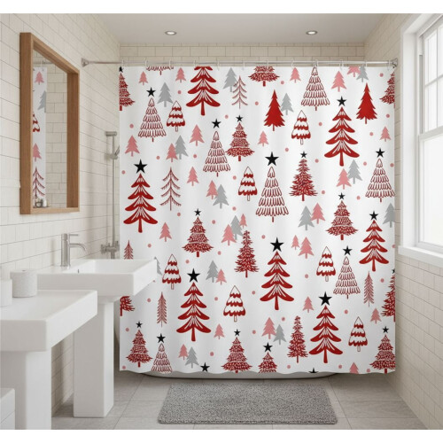 Christmas Tree Shower Curtain, Polyester, 70 x 70 in