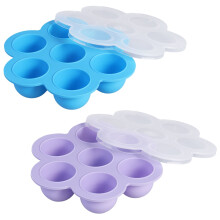 2Set Blue Purple Baby Food Containers Hard Plastic with Lids for Meal Preparation