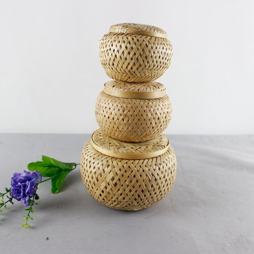 Bote de té de bambú con diseño artístico 2