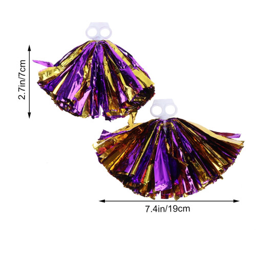 Pompon da cheerleader viola e oro, 30 cm, in plastica (2 pezzi) 1