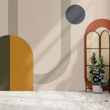 Superfresco Easy Oval Geo Pop Yellow Print To Order 3m x 2.8m Mural | Wallpaper Roll