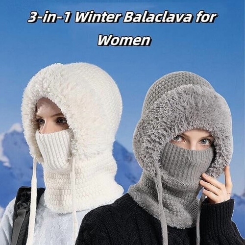 Καπέλο Beanie 3 σε 1 με κασκόλ και μάσκα – Χειμερινή μπαλακλάβα, επένδυση από φλις, 1