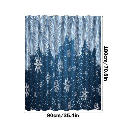 Rideau de douche rouge imperméable avec sapin de Noël enneigé 2