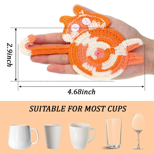 3-Piece Crochet Cat Coasters 2