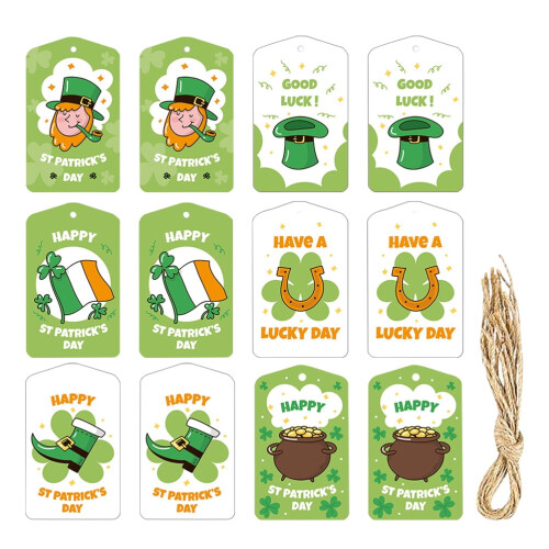 Gavemærker til St. Patricks dag med trekløverdesign (12 stk.) 1