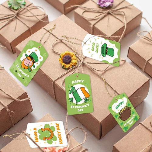 Gavemærker til St. Patricks dag med trekløverdesign (12 stk.) 2